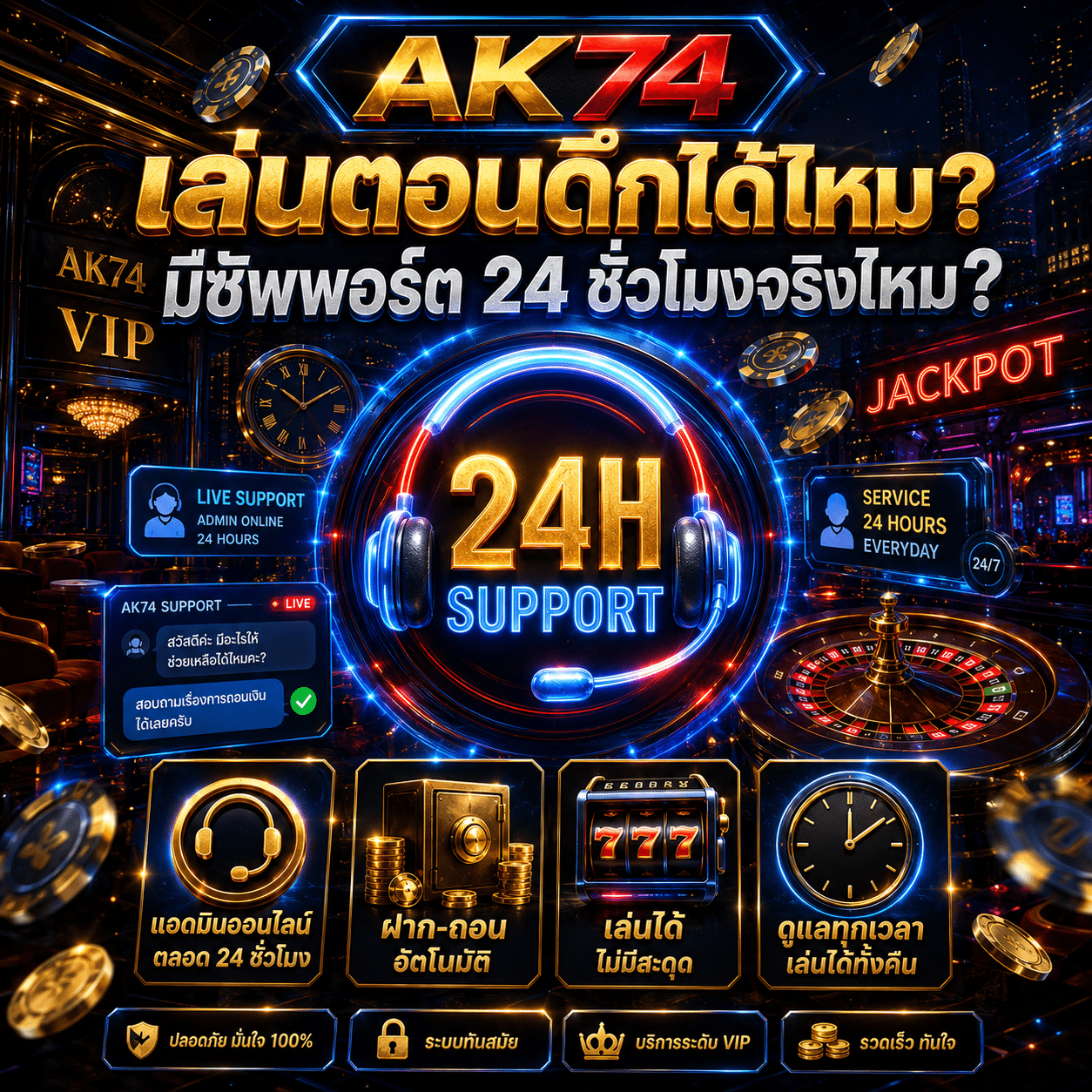 AK74 เล่นตอนดึกได้ไหม มีซัพพอร์ต 24 ชั่วโมงจริงไหม